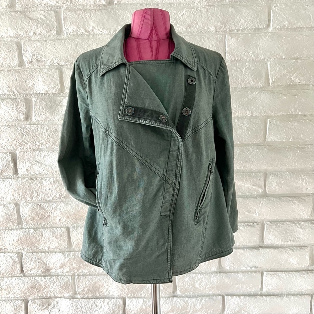 Free People Green Utility Jacket Lightweight Relaxed Fit - Picture 3 of 8